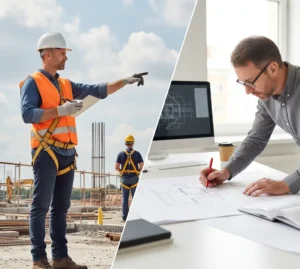 Un expert en sécurité effectuant une inspection sur site et rédigeant un rapport